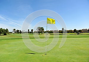 Hole on the golf course of Costa Ballena, Rota, Cadiz province, Spain