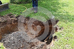 Hole in the Ground Dug for Utility Gas Line