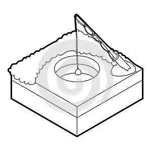 Hole for ice fishing icon, outline style