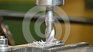 The hole making process on NC milling machine with drill tool