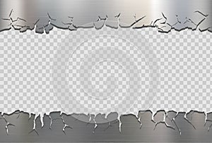 Hole on a metal plate. Vector frame template