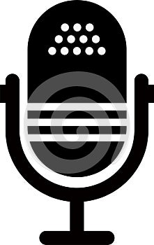 Hole microphone icon. Simple black color vector.