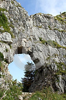 Hole on the mountain called PRIA FORA in Vicenza in Italy photo