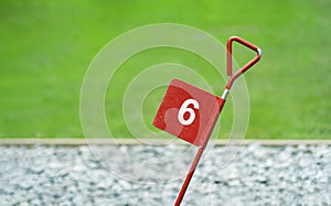 Hole number 6, Golf course, symbolic or sign at Golf clubs, Post number six photo