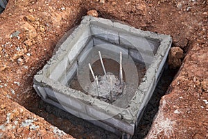 Hole of pole in construction site building prepare