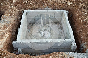 Hole of pole in construction site building prepare