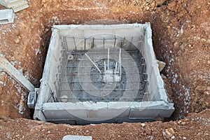 Hole of pole in construction site building prepare
