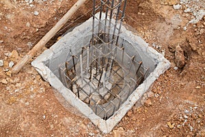 Hole of pole in construction site building prepare