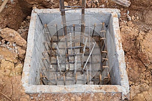 Hole of pole in construction site building prepare