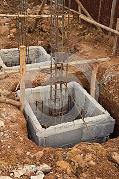 Hole of pole in construction site building