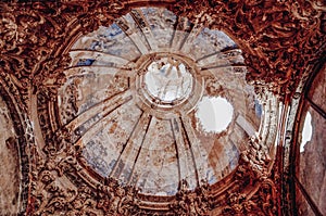 Hole produced during the Civil War in the dome of St. Martin de Tous Church in Belchite