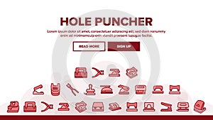 Hole Puncher Tool Landing Header Vector