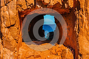 Hole in the rocks in Rocce Rosse beach in Sardinia