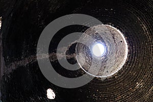 Hole in the roof of round rotunda of Red Basilica in Bergama, Turkey inside view