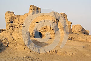 Hole in ruined house, Jiaohe, Silk road, China