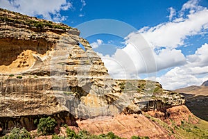 A hole in a sandstone cliff at Golden Gate Highlands National Park, Free State, South Africa