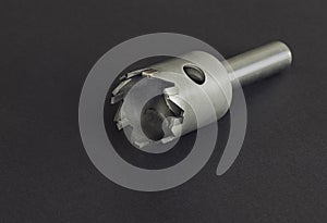 hole saw special tool. Carbide brazing welding steel. For drilling steel plate, wood, plastic. isolated on black background