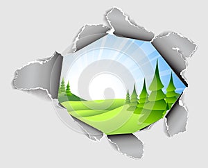 Hole in the sheet of paper