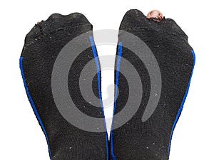 Hole in sock and peep toe