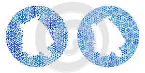 Hole Spheric Pavlodar Region Map - Snowflakes Collage with Empty Space photo