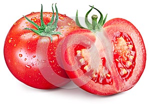 Diera paradajka a polovica voda kvapky na je 