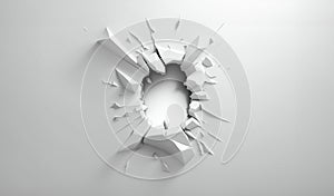 A hole in the wall. 3d illustration. Generative AI