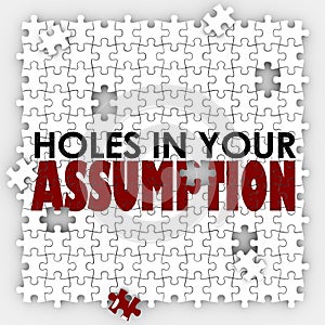 Hole In Your Assumption Puzzle Pieces Bad Wrong Guess