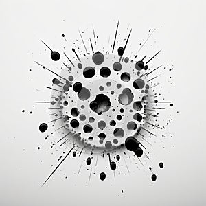 Holes and black dots on white background. Generative AI
