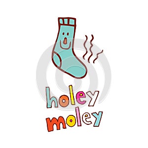 Holey moley - funny smelly sock comic cartoon photo