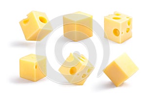 Holey and plain cheese cubes set, paths photo