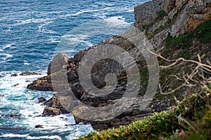 Holey rock formation at the coast