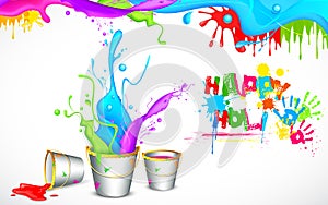 Holi Background with Bucket of color