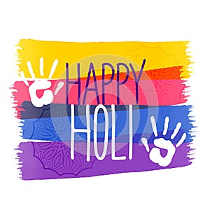 Holi colors festival background with hand impression