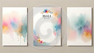 Holi Festival Themed Watercolor Art Canvases