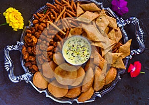 Holi snacks and kesar pista thandai photo