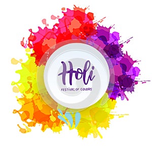 Holi spring festival of colors lettering vector design element. Can use for banners, invitations and greeting cards