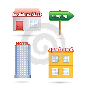 Holiday accommodations icons