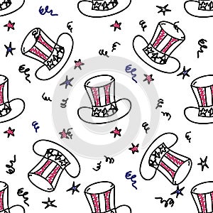 Holiday american hat seamless pattern