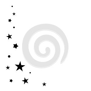 Holiday background with black stars wave on white background