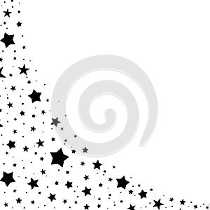Holiday background with black stars wave on white background