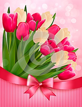 Holiday background with bouquet of colorful flower