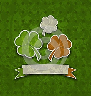 Holiday background with clovers in Irish flag colo