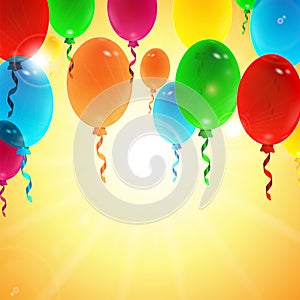 Holiday background with colorful balloons