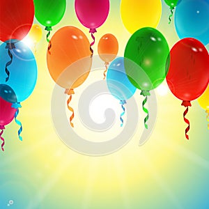 Holiday background with colorful balloons
