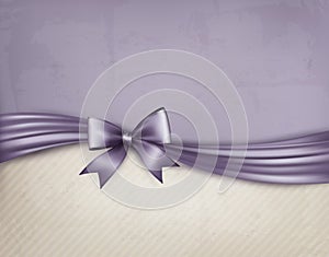 Holiday background with gift bow and ribbon on old