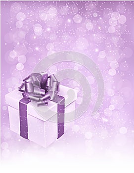 Holiday background with gift box with bow and ribb