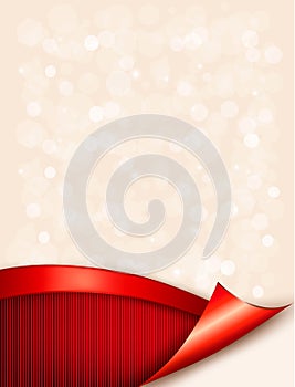 Holiday background with gift glossy bow and ribbon