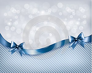 Holiday background with gift glossy bow and ribbon