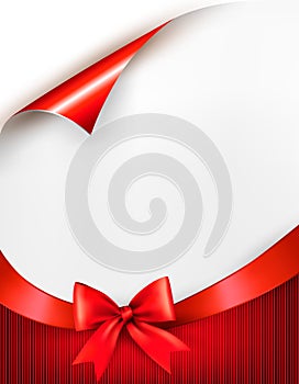 Holiday background with gift glossy bow and ribbon.