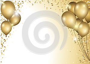 Holiday Background With Gold Balloons